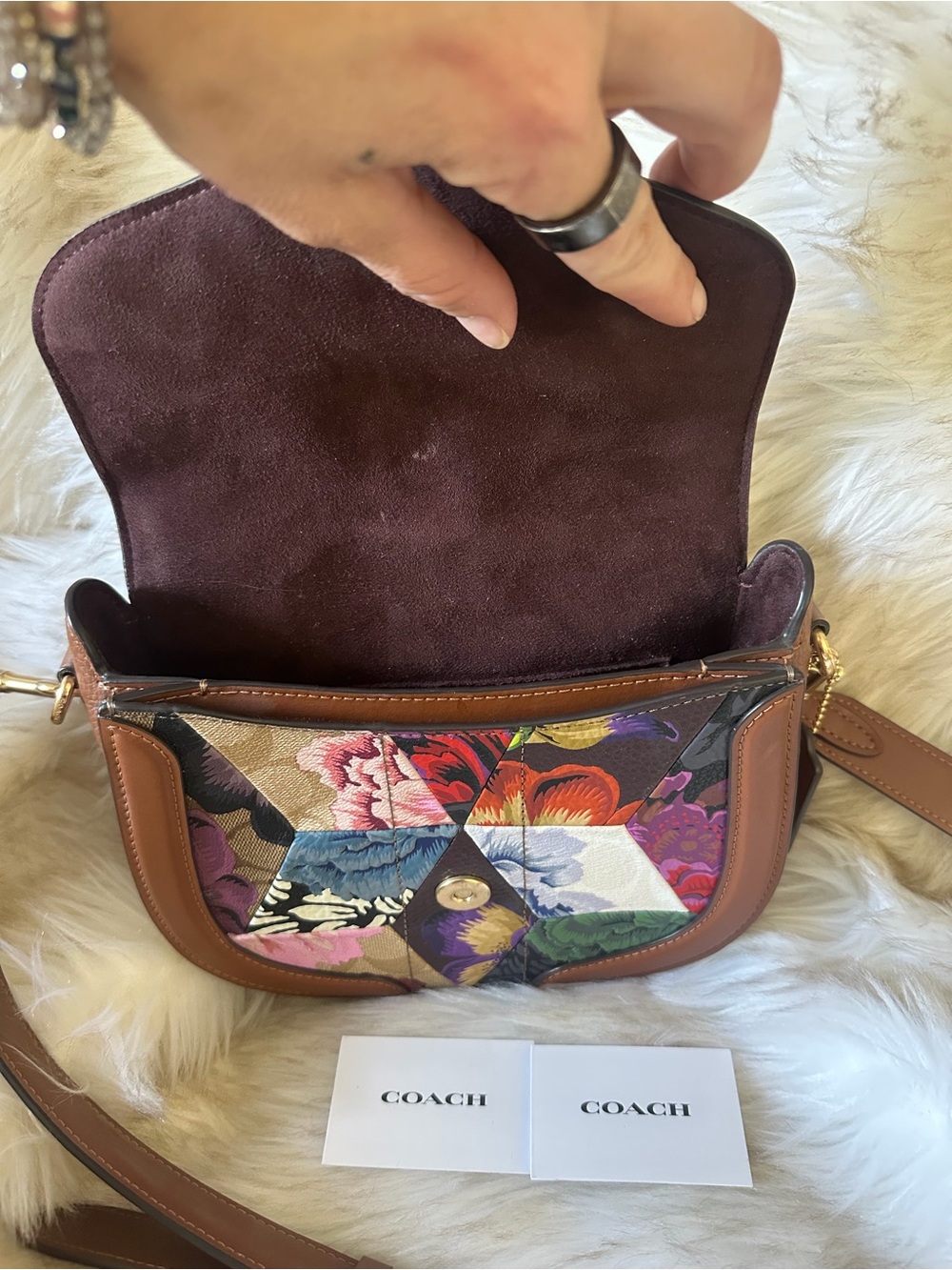 Coach Georgie Patchwork Floral Saddle Crossbody Bag – Rare - Picture 6 of 6